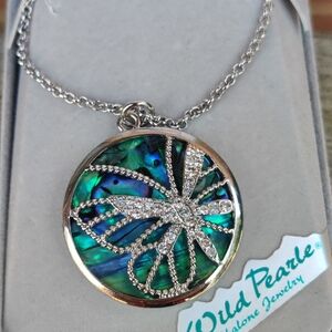 NIB Abalone Butterfly Necklace
